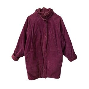 80s Vintage Womens Size Medium Insulated Corduroy Mid-Length Jacket Fuchsia